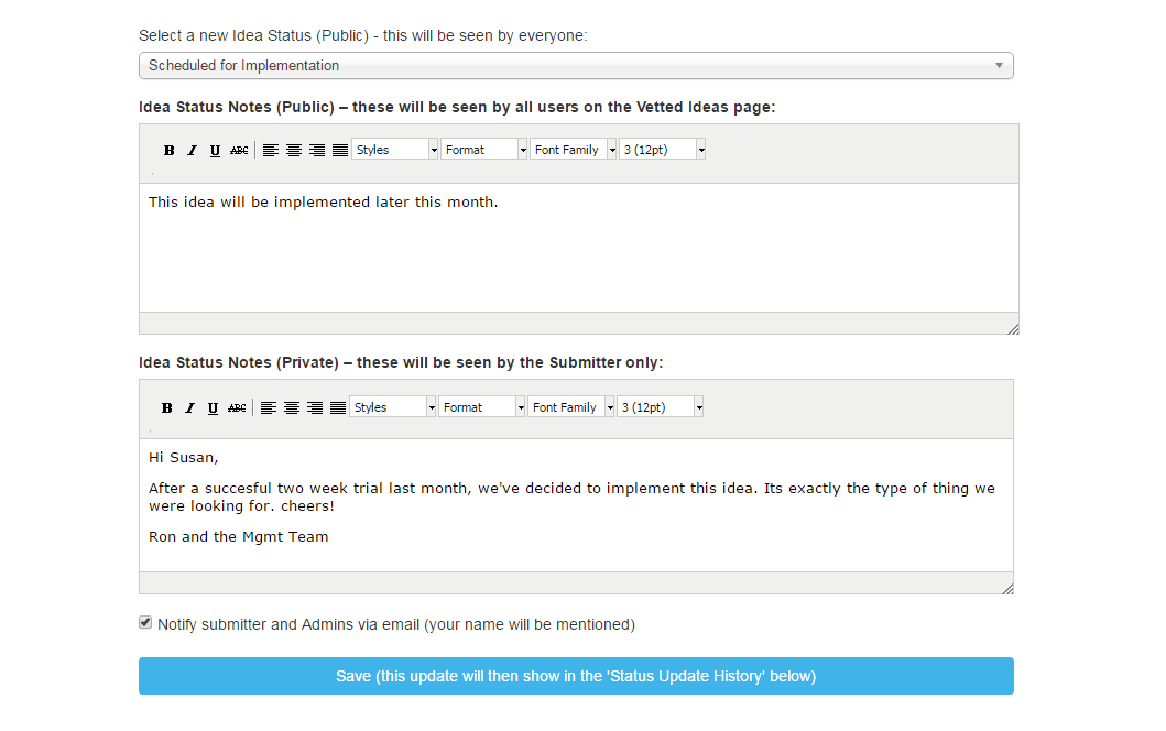 Online Employee Suggestion Box Software by Vetter